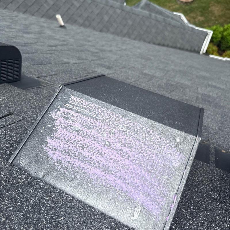 Roof vent with hail damage and shingle granule loss