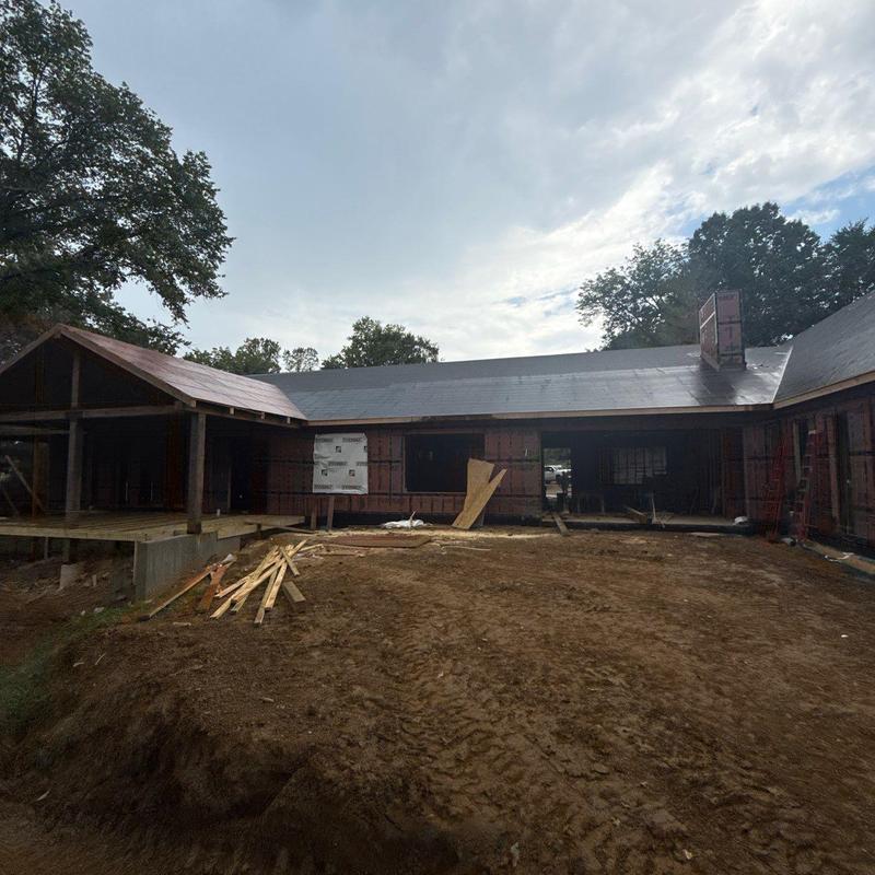 Roof underlayment installation on residential home
