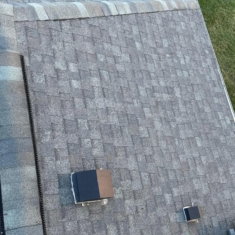Asphalt shingle roof hail damage and flashing inspection
