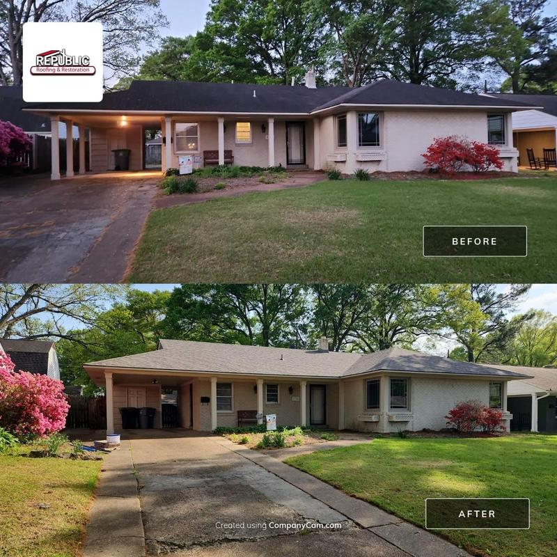 Owens Corning Oakridge asphalt roofing system before and after