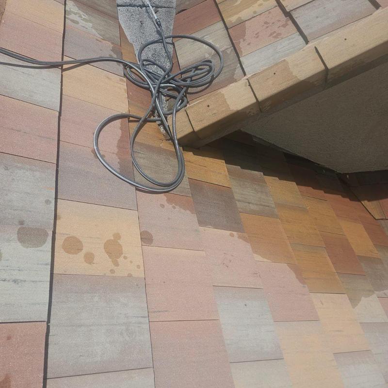 Concrete tile roof with water test and leak repair