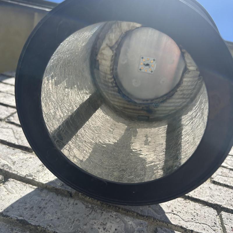 Ceiling fan light fixture with cracked glass shade