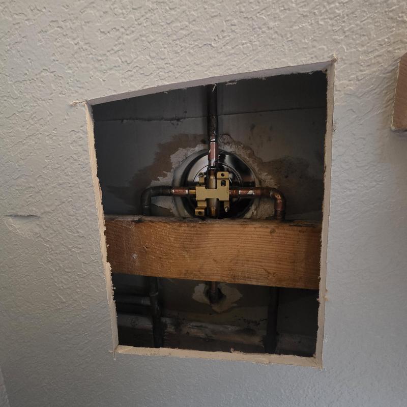 Tub shower valve replacement with copper piping inside wall