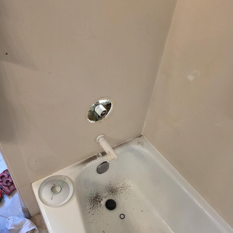 Tub shower valve with trim and waste removal
