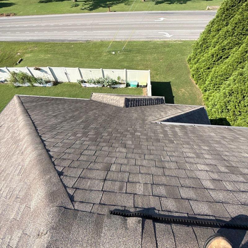 Asphalt shingle roof inspection with hail damage view