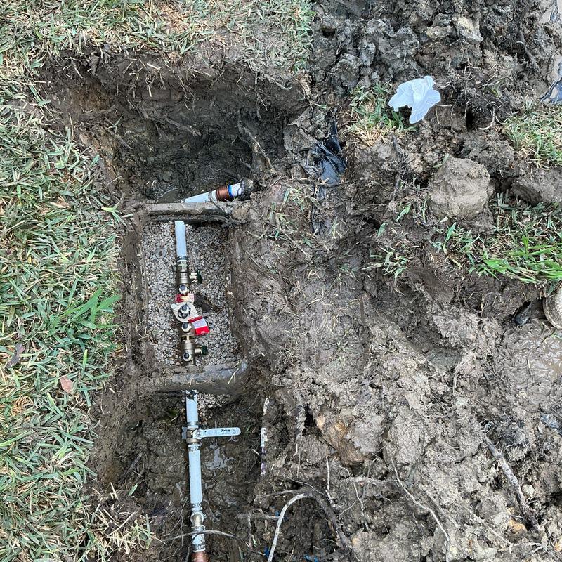 Double check valve and isolation ball valve installation in soil