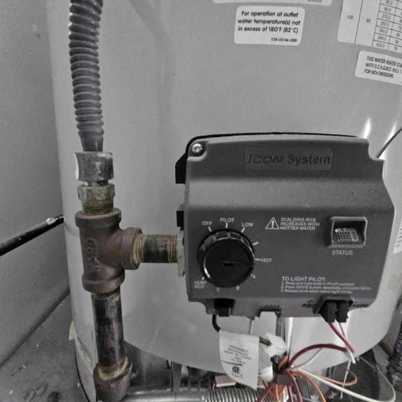 Gas control valve on commercial water heater
