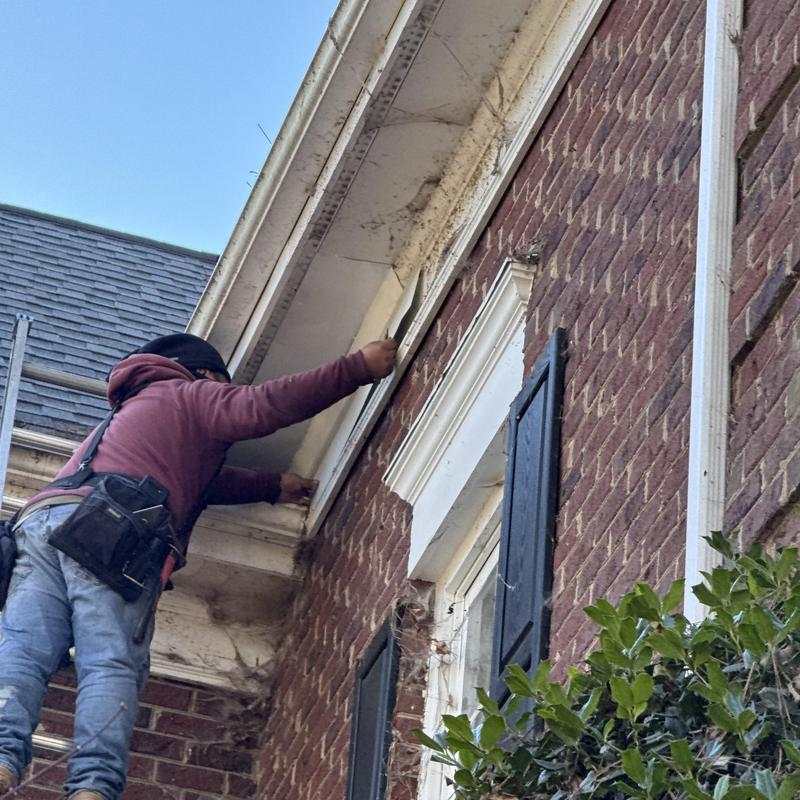 Fascia and soffit exterior repair with aluminum wrap