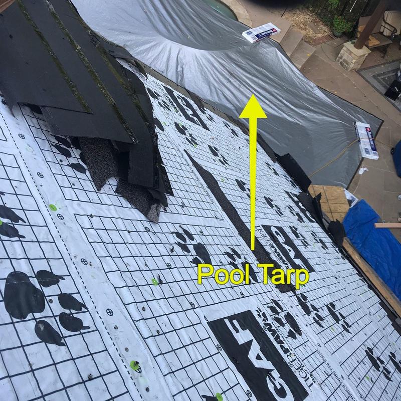 Roof underlayment with pool tarp protection in MCKINNEY, TX