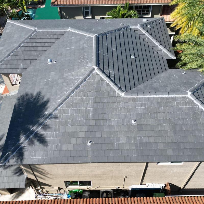 Concrete tile roof with sealed ridges in Miami