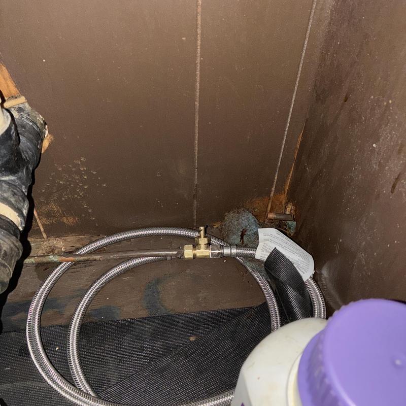 Dishwasher water shut-off valve with stainless flex line