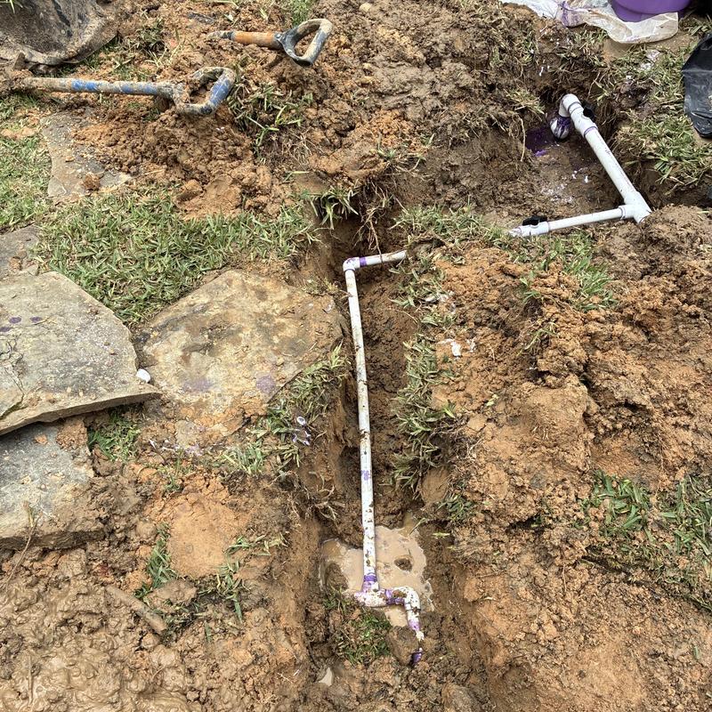 Yard line plumbing with new shut-off valve installation