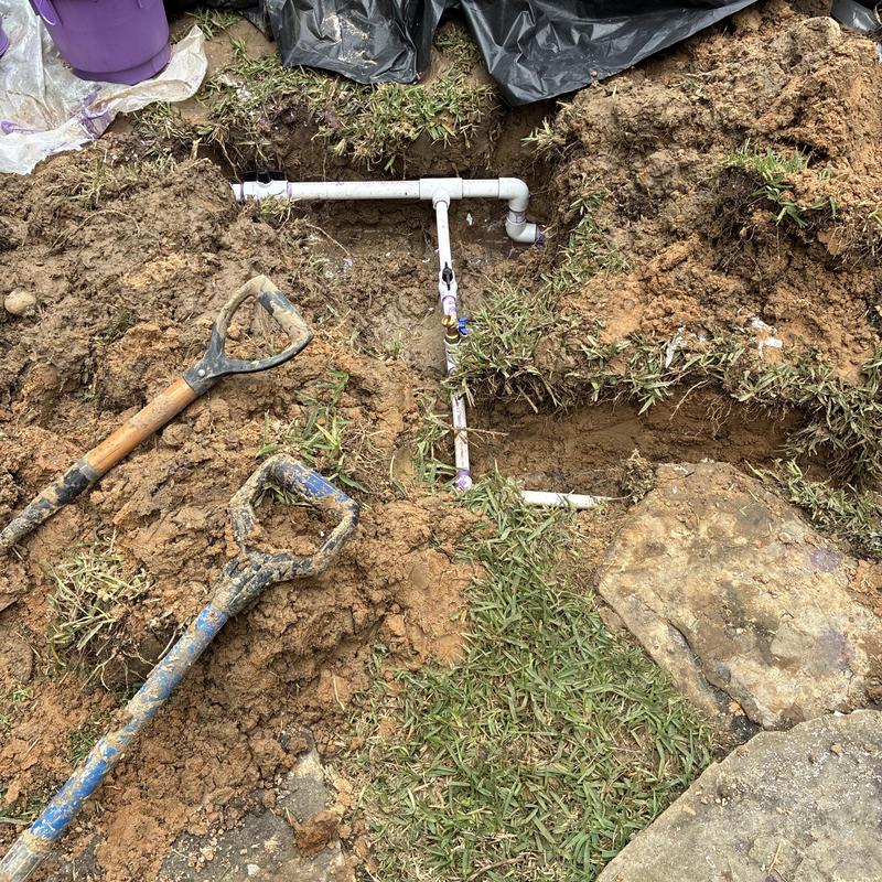 Yard line plumbing with shut-off valve installation