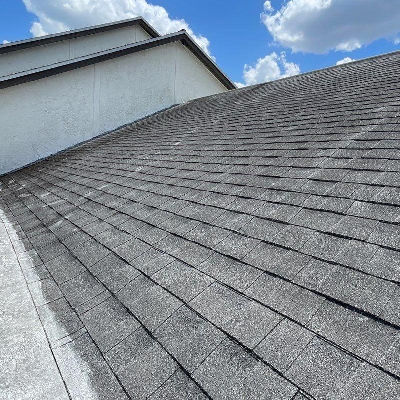 Shingle roof with visible aging and deterioration