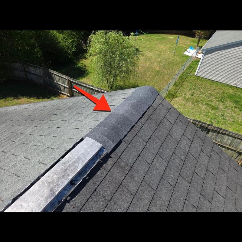 Ridge shingles replacement on asphalt roof ridge Ridge shingles replacement on asphalt roof ridge