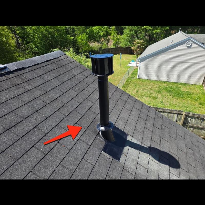 Roof shingles with vent pipe flashing and sealing Roof shingles with vent pipe flashing and sealing