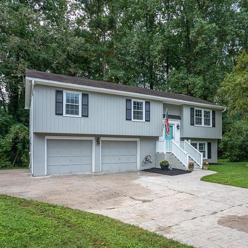 Exterior siding and windows on split-level home