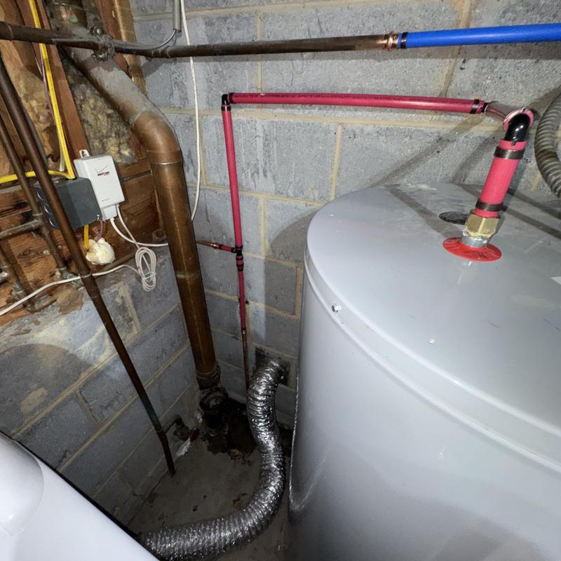 50-gallon water heater with new copper hot water lines