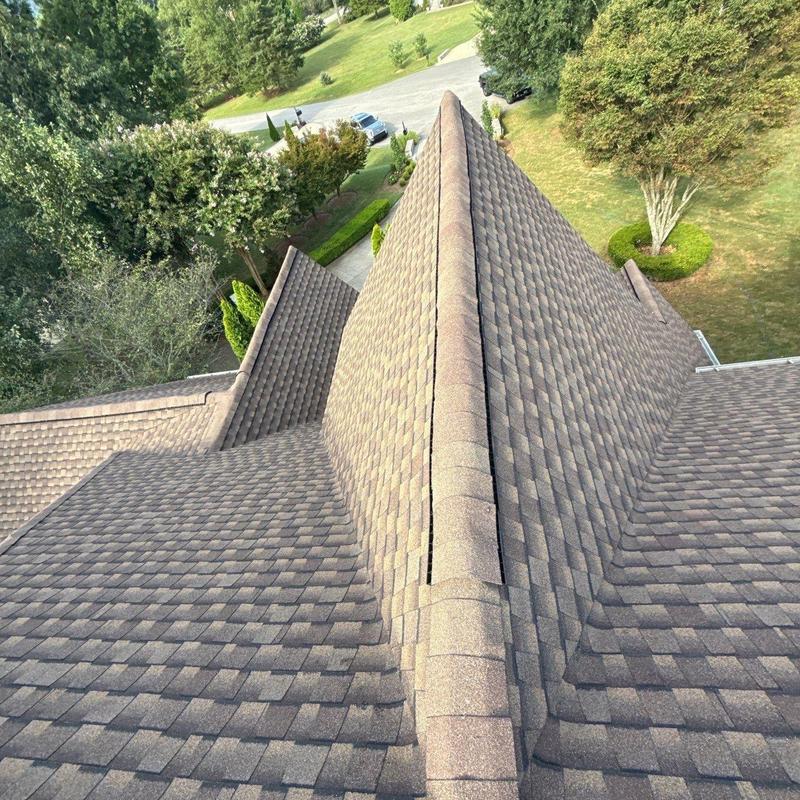 Asphalt shingle roof ridge and valleys inspection