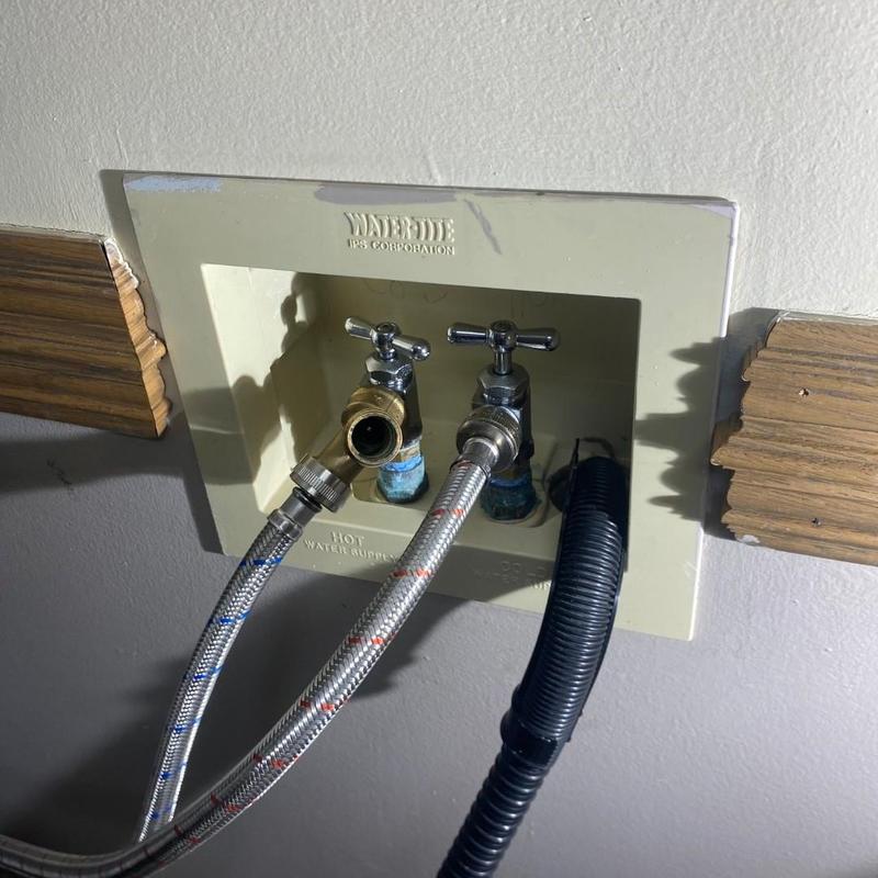 Washer shut-off valves with braided supply hoses installed