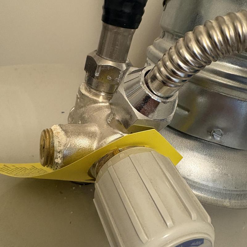 Water heater valve and flexible connectors close-up