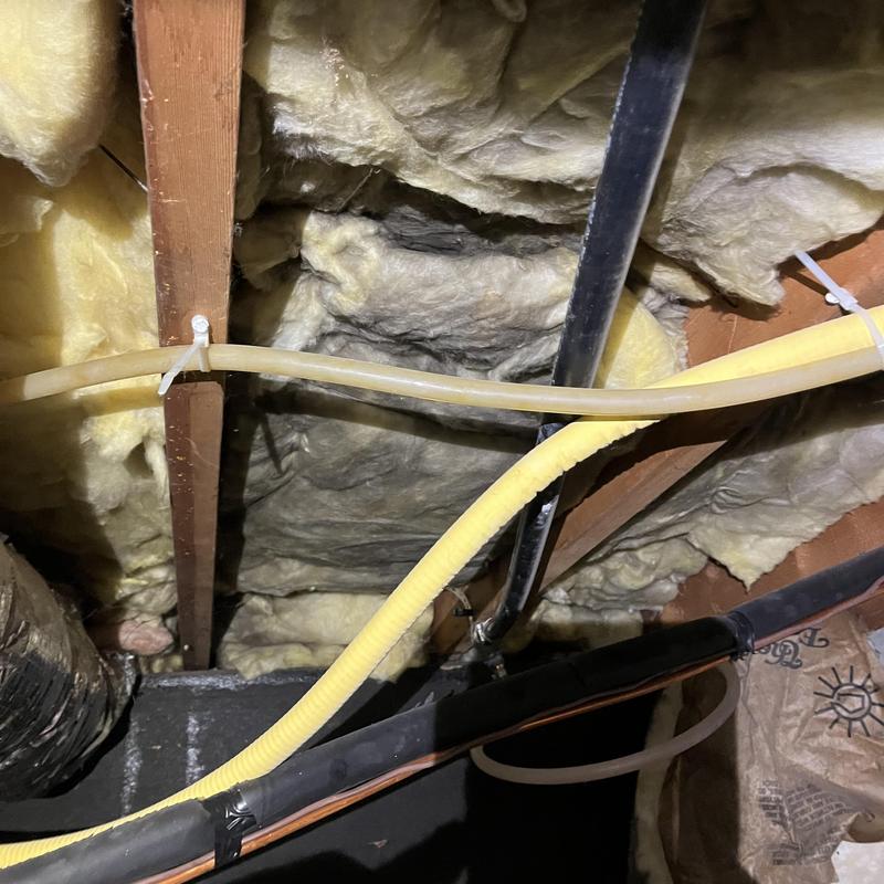 PEX water piping installation in attic space