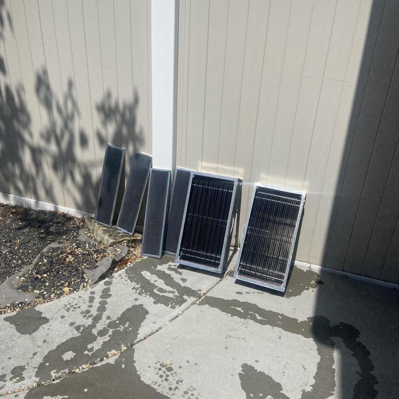 HVAC washable air filters drying outdoors after cleaning