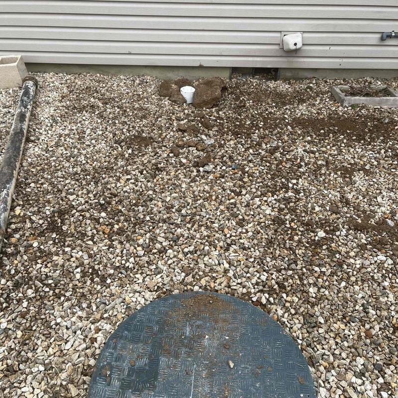 4-inch sewer main with septic tank cleanout installation