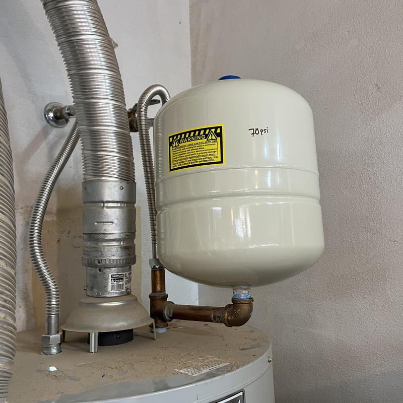 Expansion tank installation on water heater system