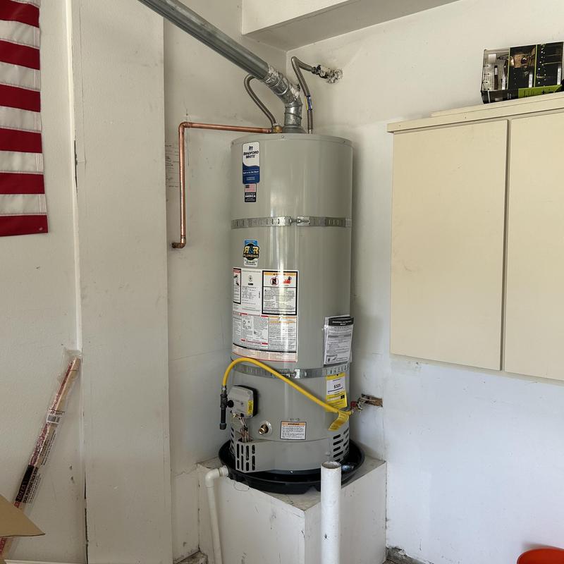 50-gallon water heater installation with vent piping