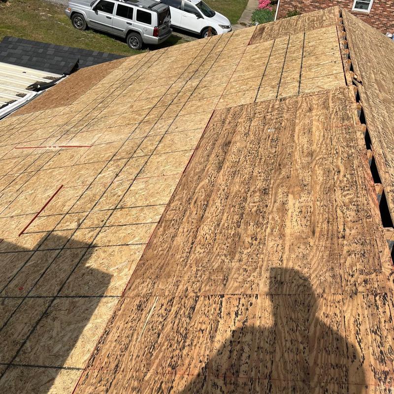 Roof decking replacement with plywood sheets in Rock Hill