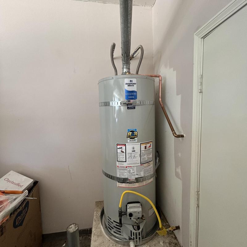 Water heater with new gas line and water flex lines