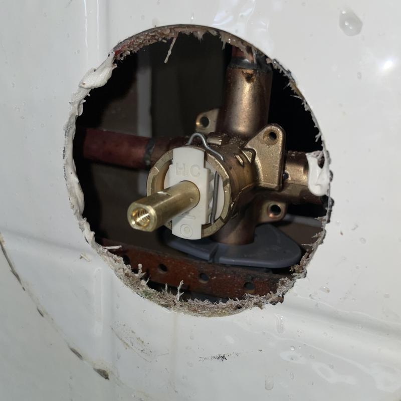 Moen Posi-Temp shower valve installation in wall cavity