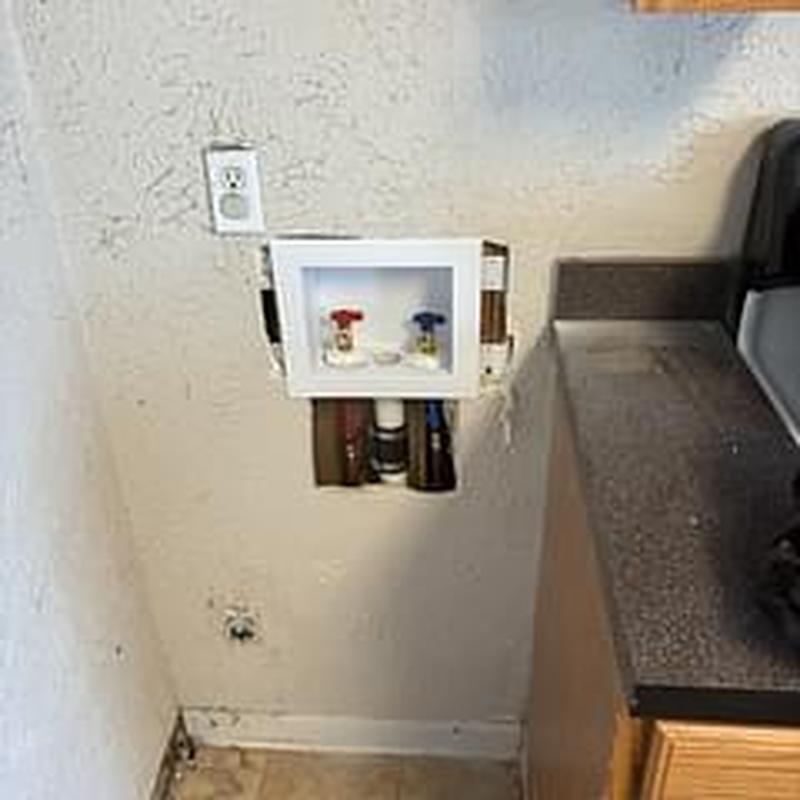 Washer box with hot and cold water valves installation