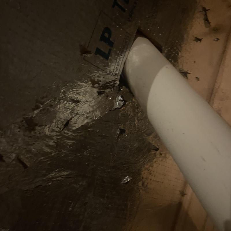 PVC pipe penetration with sealed insulation wrap