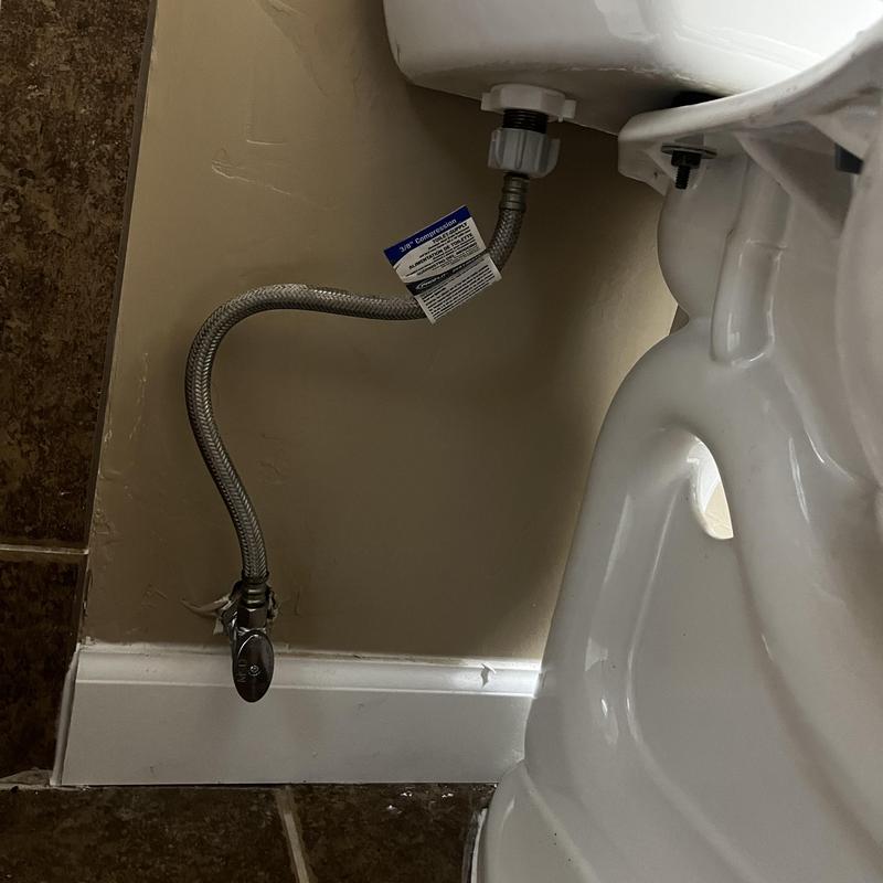 Toilet water supply line with shutoff valve installation