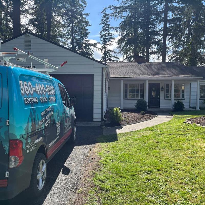 Asphalt shingle roof inspection at residential house