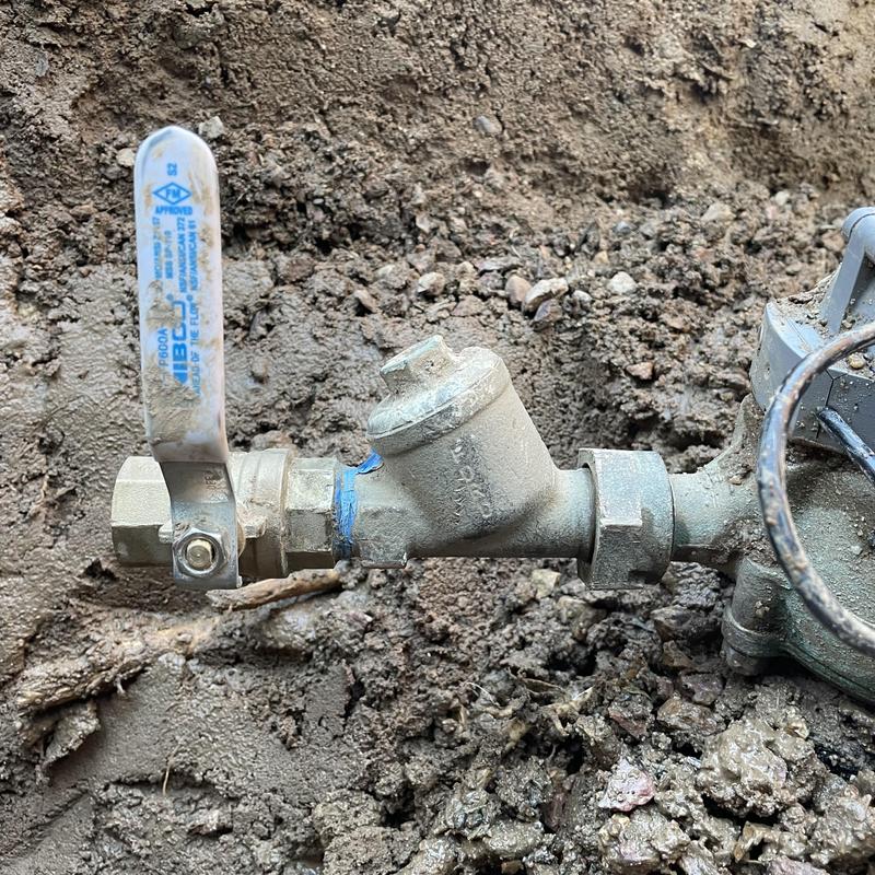 Brass ball valve shutoff installed on water pipe