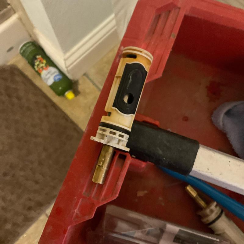 Shower cartridge valve in plumbing repair kit case