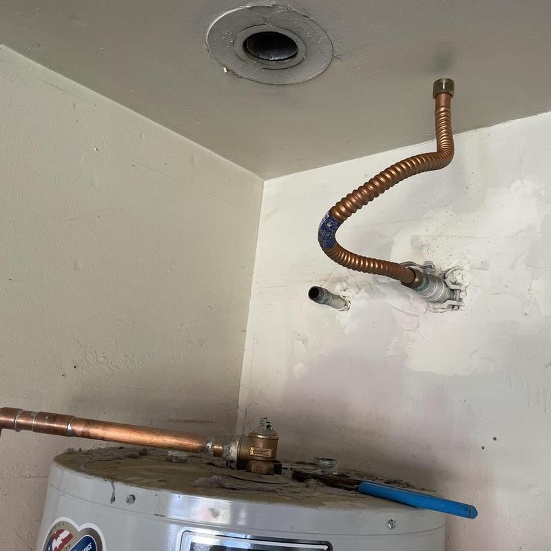 Water heater copper waterlines installation and valve
