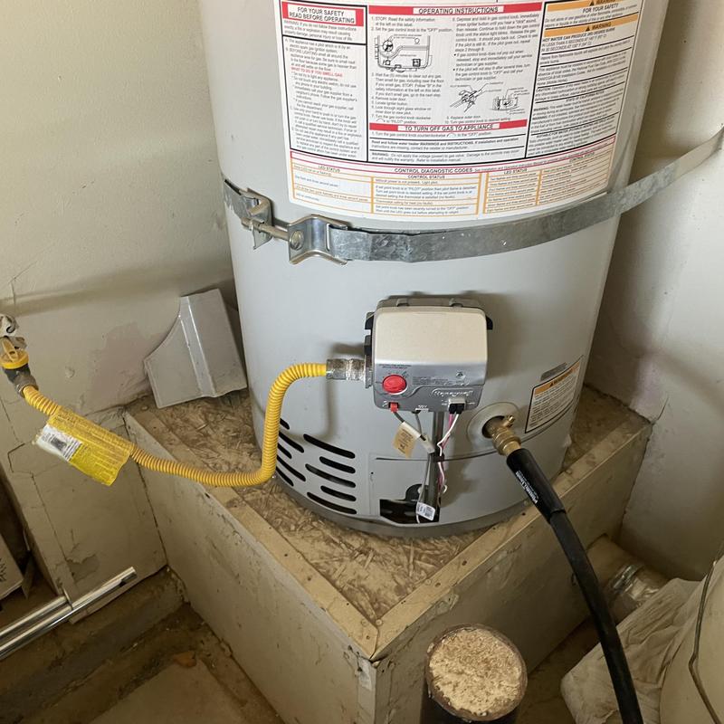 Water heater with new waterlines installed and tested