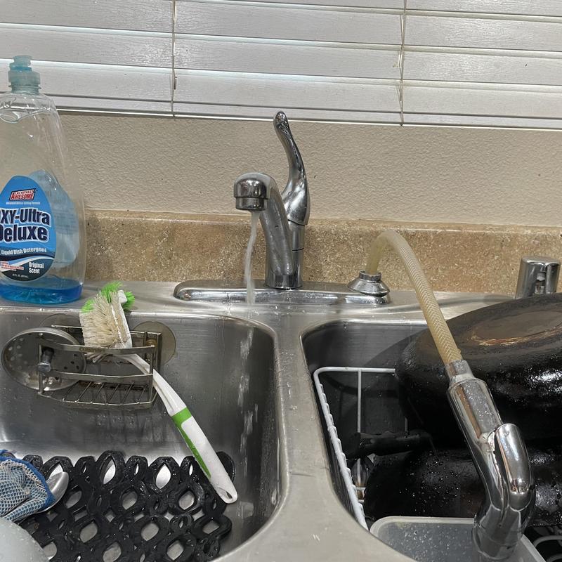 Kitchen faucet with pullout sprayer and waterlines