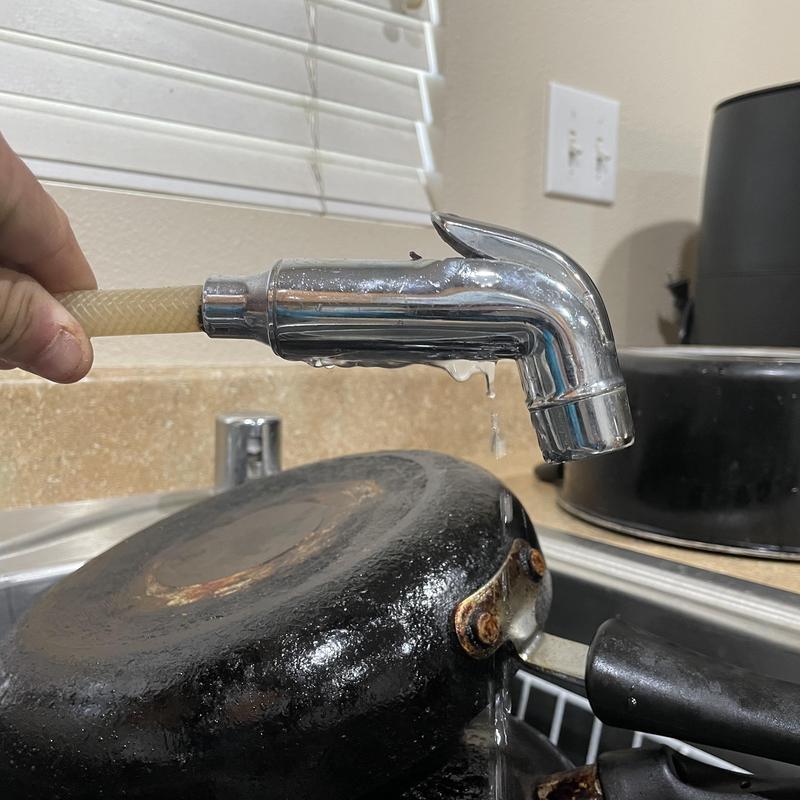 Kitchen faucet with pullout sprayer leaking water