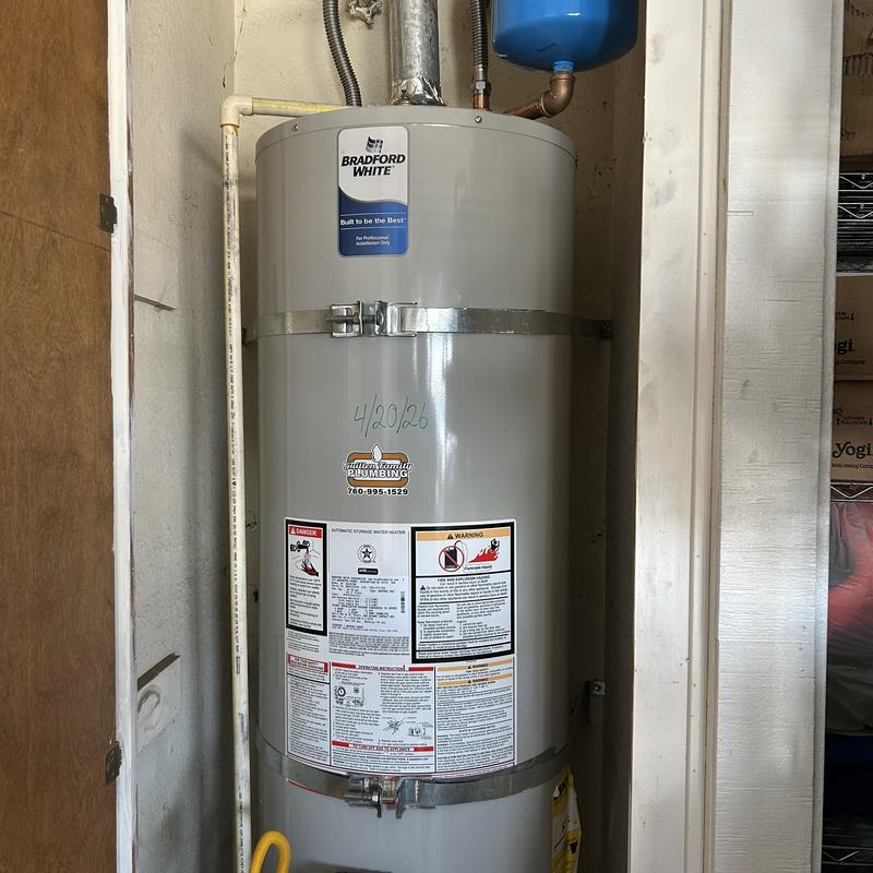 Water heater installation with expansion tank and venting