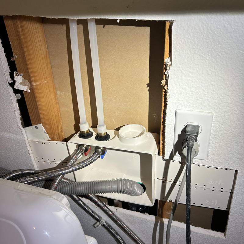 Icemaker shut off valve and laundry box installation