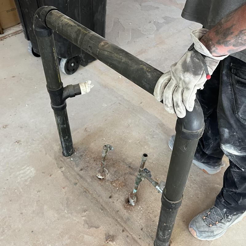 Drainage system black PVC pipes with shutoff valves