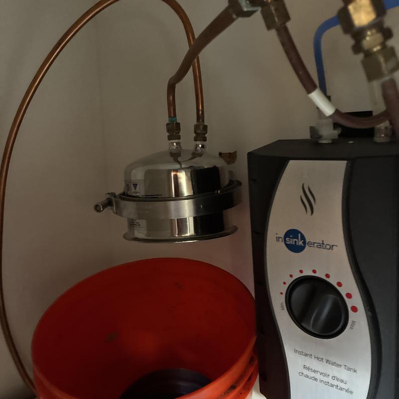 Instant hot water tank installation under sink