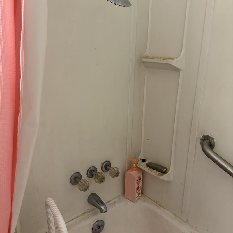 Diverter shower valve with aged trim and tub fixtures