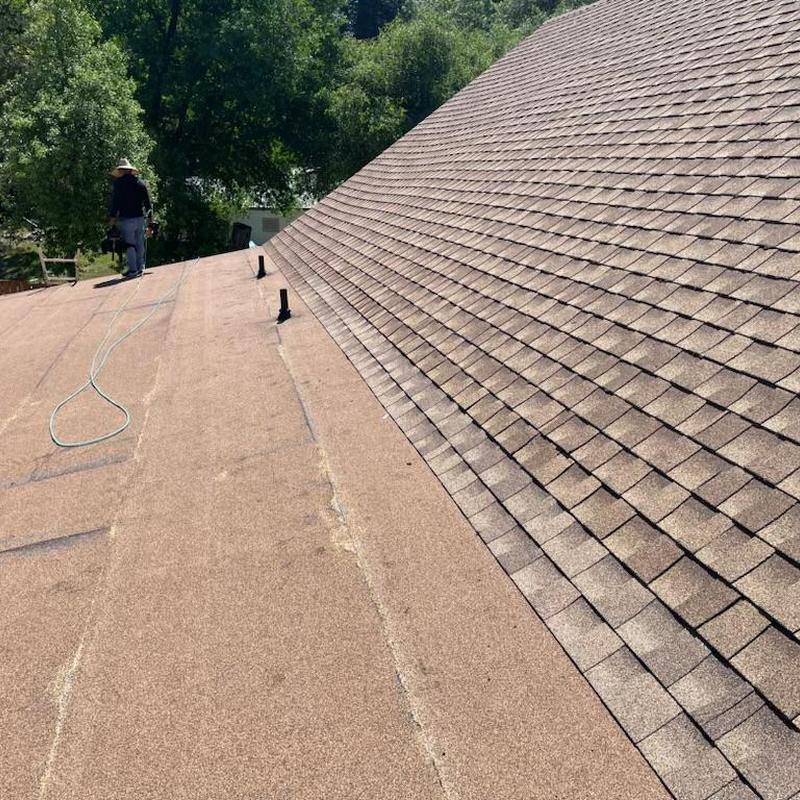 Torch down roof installation on residential home roof