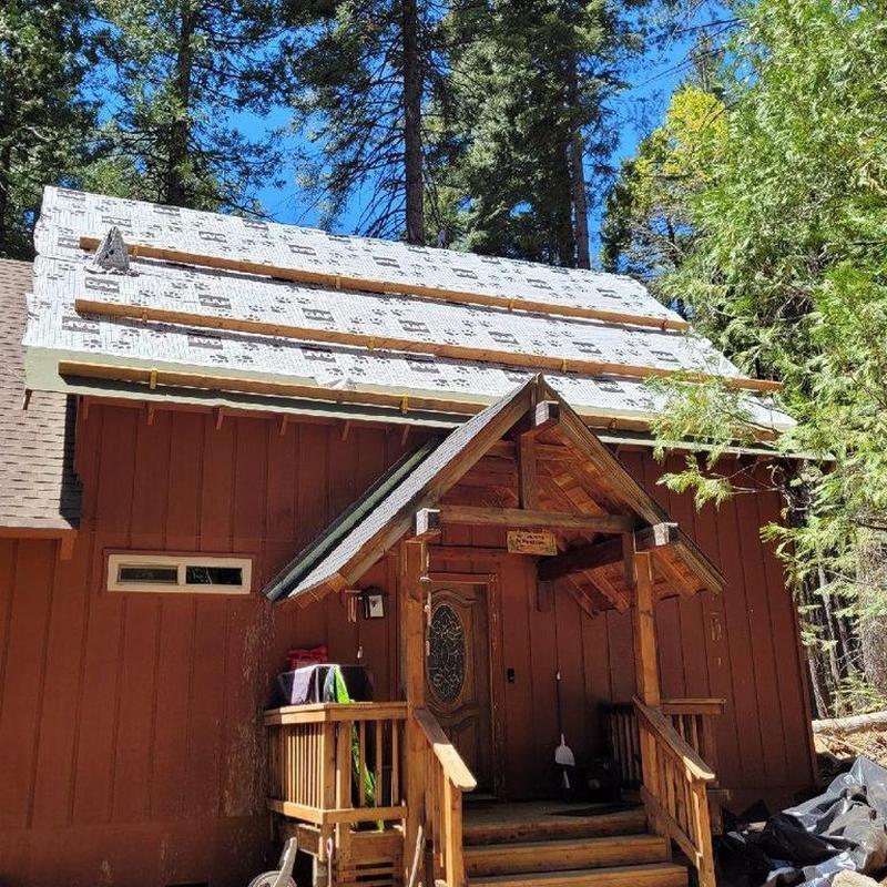 GAF lifetime asphalt roofing underlayment on cabin roof